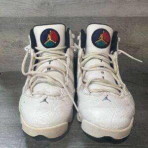 Nike Air Jordan 6 Rings Confetti Paint Splatter Sneakers 322992-100 Men Size 8.5